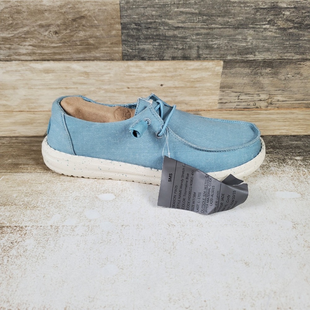 Hey Dude Wendy Stretch Canvas Womens Shoes Sz 7 W Tourmaline Blue Comfort